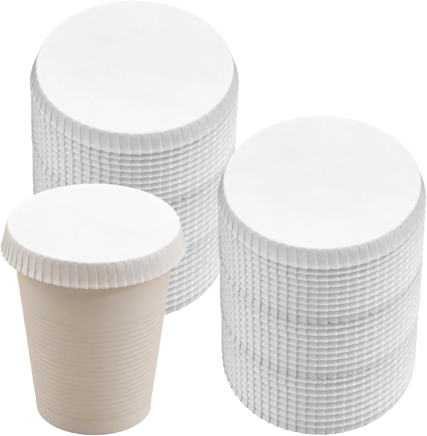 100pcs Disposable Paper Cup Cover, 3.54 inches Recycled Drinking Lid, White Coffee Cup Cover, Hot Cup Lids for Home Kitchen Cafe Parties Wedding Hotel Bars (Without Hole)