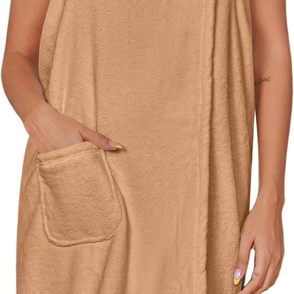 Women's Towel Wrap Soft Lightweight Shower Wrap Absorbent Spa Body Wrap Bath Robe with Velcro S-L