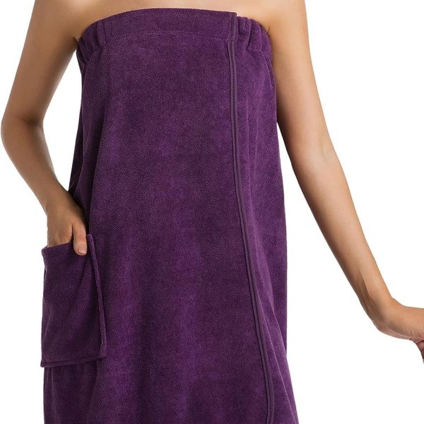 Womens Bath Body Wrap Towel Lightweight Shower Spa Wrap Robe Adjustable Closure Bathrobe
