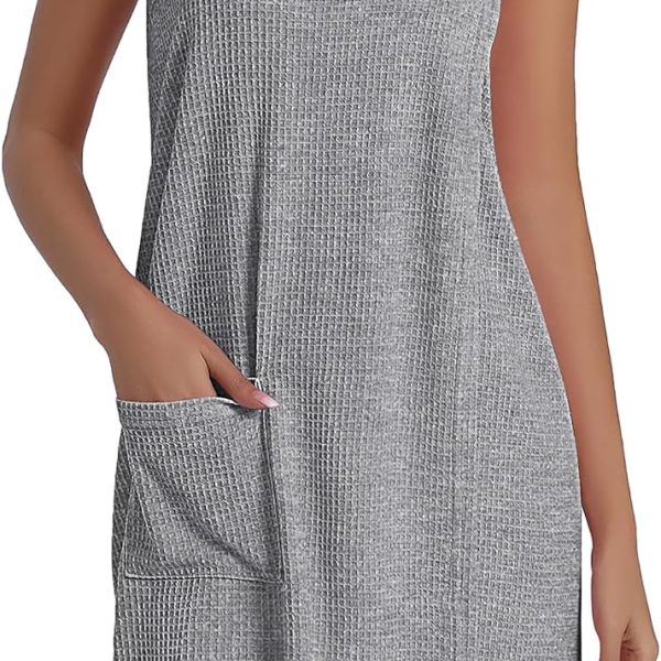 Waffle Robes For Women Bath Wraps Lightweight Knee Length Soft Shower Robe with Pocket S-L
