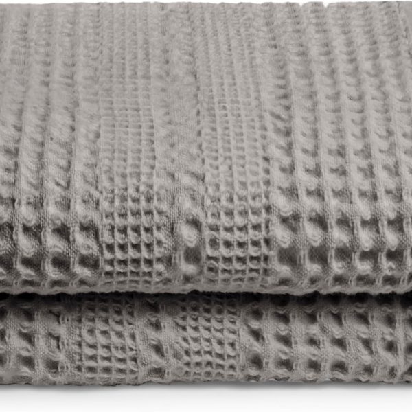 Waffle Weave Bathroom Towels | 100% Pure Cotton | Quick-Drying | Large Size Waffle Bath Towels | Absorbent & Lightweight Travel Towels | 2-Piece Bath Towel Set | Classic Style